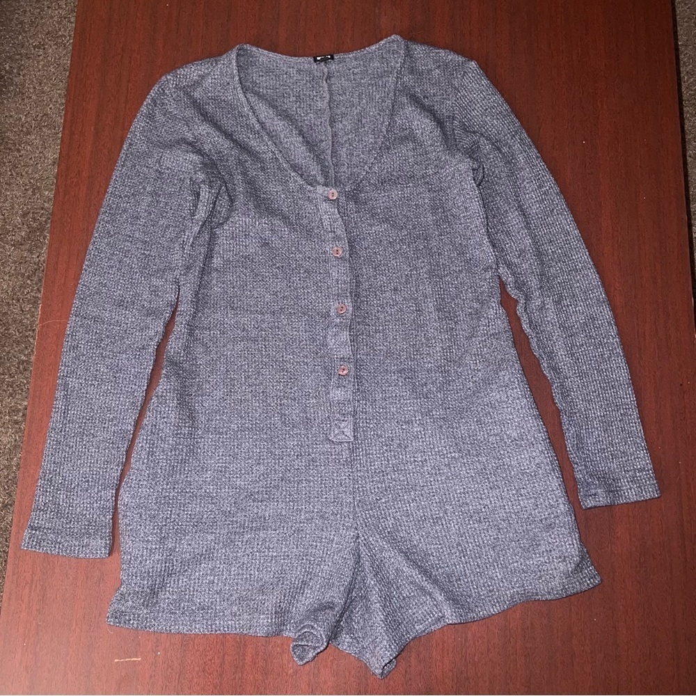 Monrow Gray Long Sleeve Romper